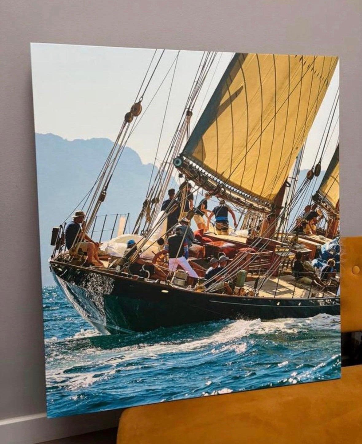 Zeiljacht race zeilboot race canvas foto, Ophalen, ., Overige typen, Zo goed als nieuw