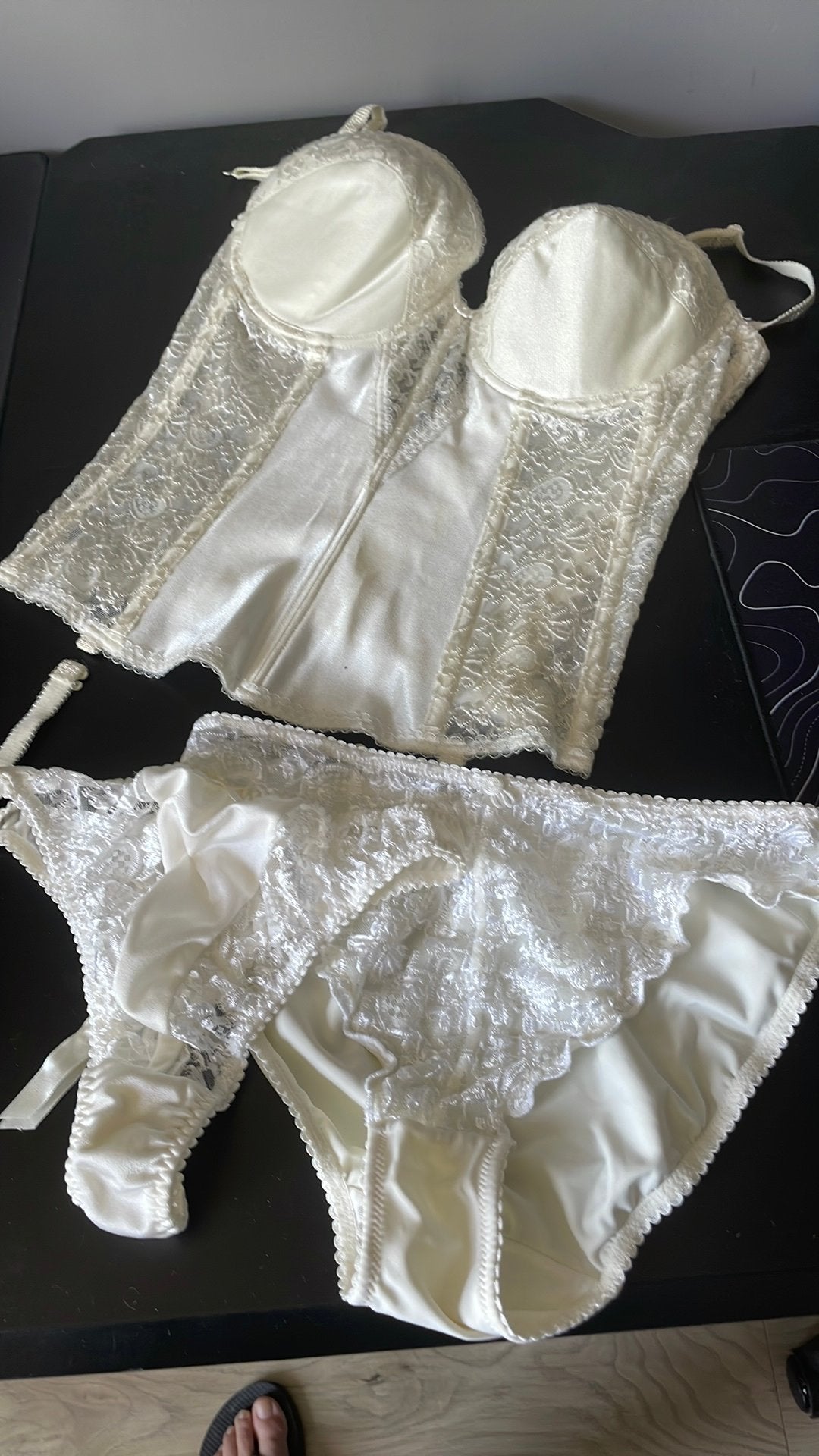 Bruidskingerie: corset met string en slip, mt. E75, Kleding | Dames, Ophalen of Verzenden, Zwart, String