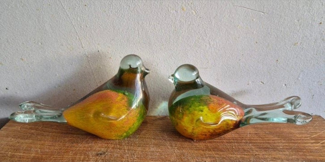 4 glazen vogeltjes: 2 Leonardo stijl, 2 Murano glas, Ophalen
