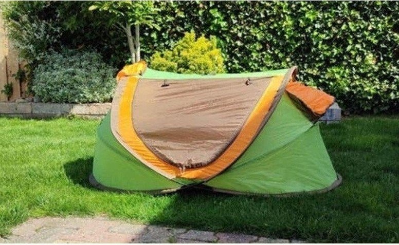 Deryan Babytent - Groen/Bruin - Inclusief Tentzak, Ophalen, Gebruikt