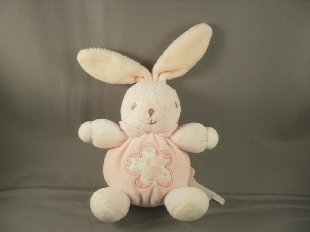 kaloo konijn roze wit velours bloem op buik 20 cm zalm kleur, Ophalen of Verzenden, Zo goed als nieuw, Konijn