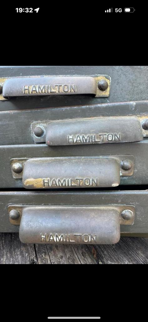 Hamilton oude industriële letterbaklade la, Antiek en Kunst, Ophalen