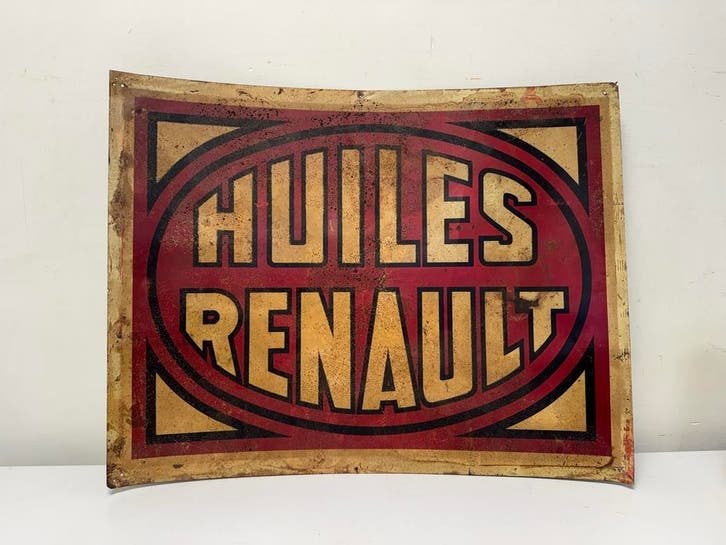 Vintage Reclamebord Huiles Renault, Ophalen, Reclamebord, Gebruikt, .