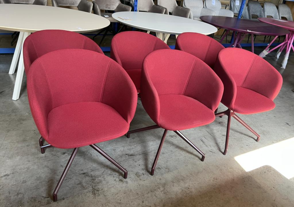 MDD Grace Chair Stoel Swivel Rood Set 6 | €635 p stuk nu, Ophalen of Verzenden, MDD, MDD, Vijf, Zes of meer stoelen
