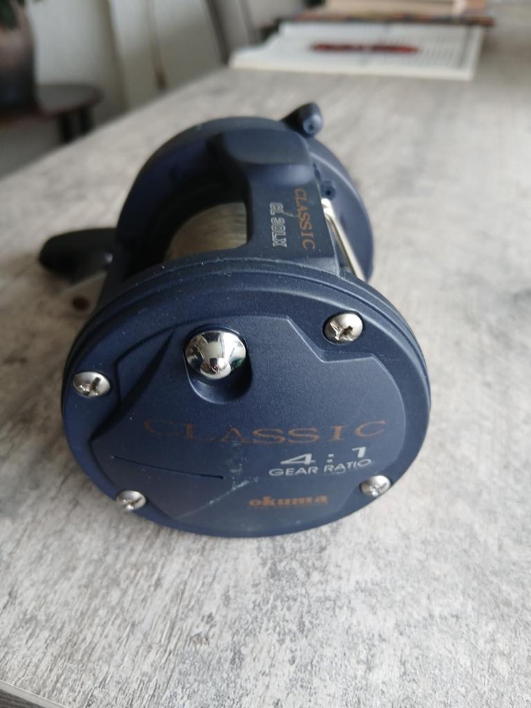 Te koop, Okuma Classic GL30LX links bediende zeereel, Ophalen of Verzenden, Gebruikt, Molen