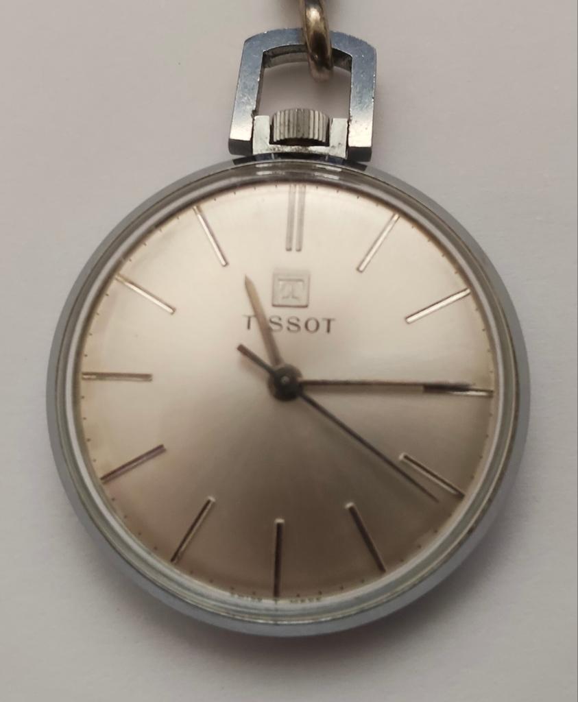 Tissot Vintage Jaren '60 Zakhorloge Zilver 925 Leder Hanger, Sieraden, Tassen en Uiterlijk, Horloges | Antiek, Zakhorloge, Staal