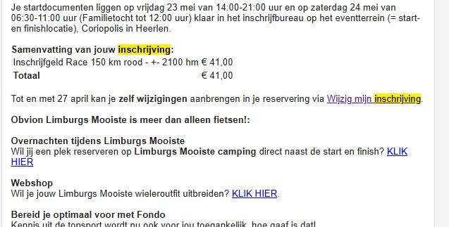 Limburgs Mooiste 150 km route rood 3 kaarten, Tickets en Kaartjes, Sport | Overige, Twee personen
