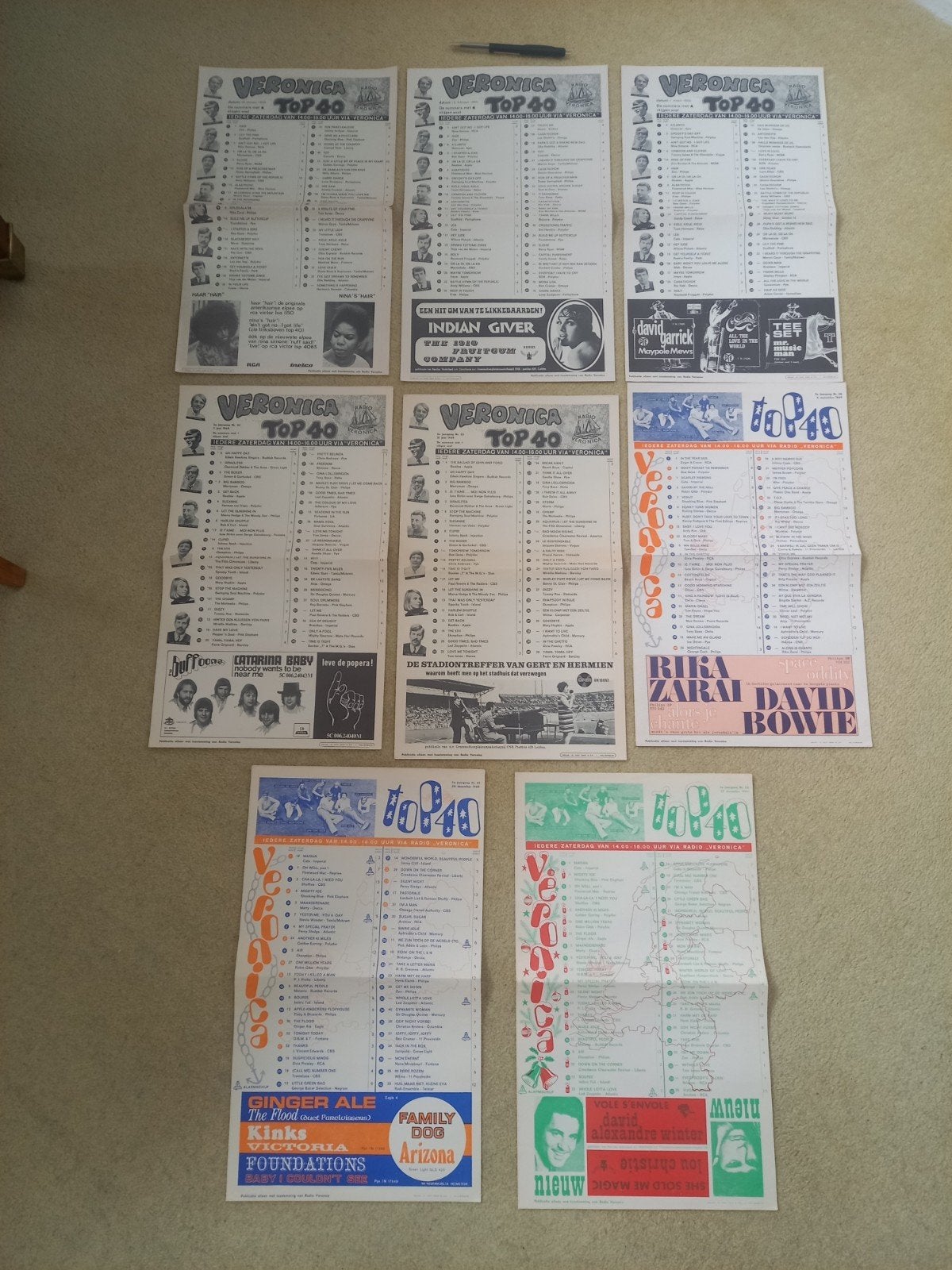 8 radio VERONICA TOP 40 hitlisten (jan. tm. dec. 1969), Verzenden, Gebruikt, Foto of Kaart