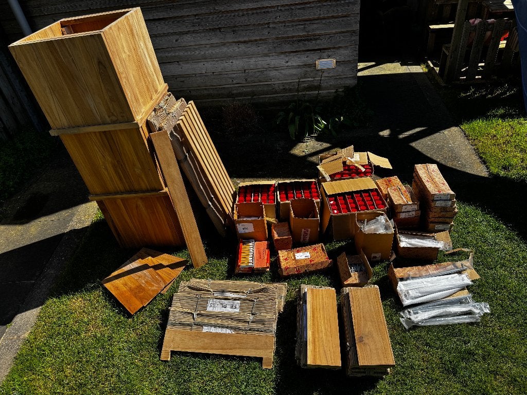 GROTE RESTPARTIJ Massief Teak Badkamermeubels Planken & meer, Ophalen, 75 cm of meer, Nieuw, 50 tot 100 cm