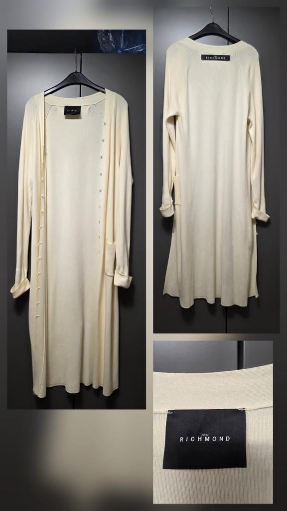John Richmond Lange Cardigan Crème, Kleding | Dames, Maat 38/40 (M), John Richmond, Beige, Ophalen of Verzenden