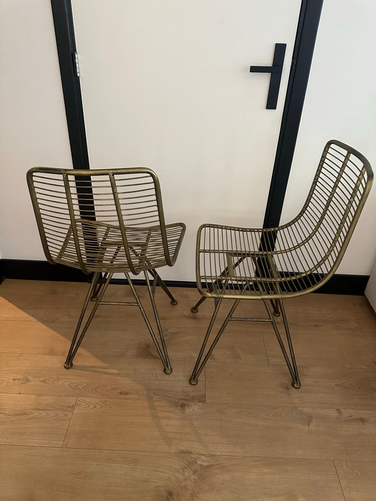 PTMD Gouden Metalen Stoelen - Set van 2, Huis en Inrichting, Stoelen, Twee, Overige kleuren, Ophalen of Verzenden, Zo goed als nieuw