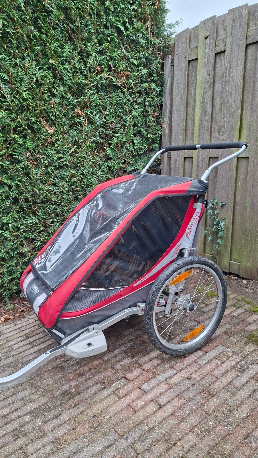 Thule Chariot Cougar 2 - incl. wandelset en joggingset, Fietsen en Brommers, Ophalen, Gebruikt, Vering, 40 tot 60 kg