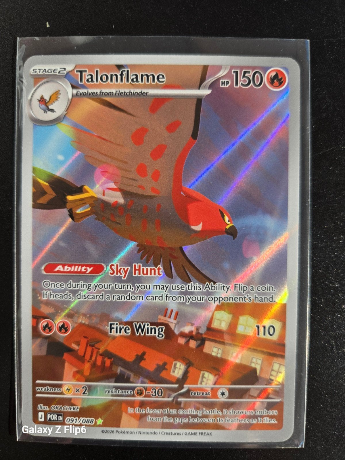 Pokémon TCG Talonflame# 091/088, Ophalen of Verzenden, Zo goed als nieuw, Losse kaart