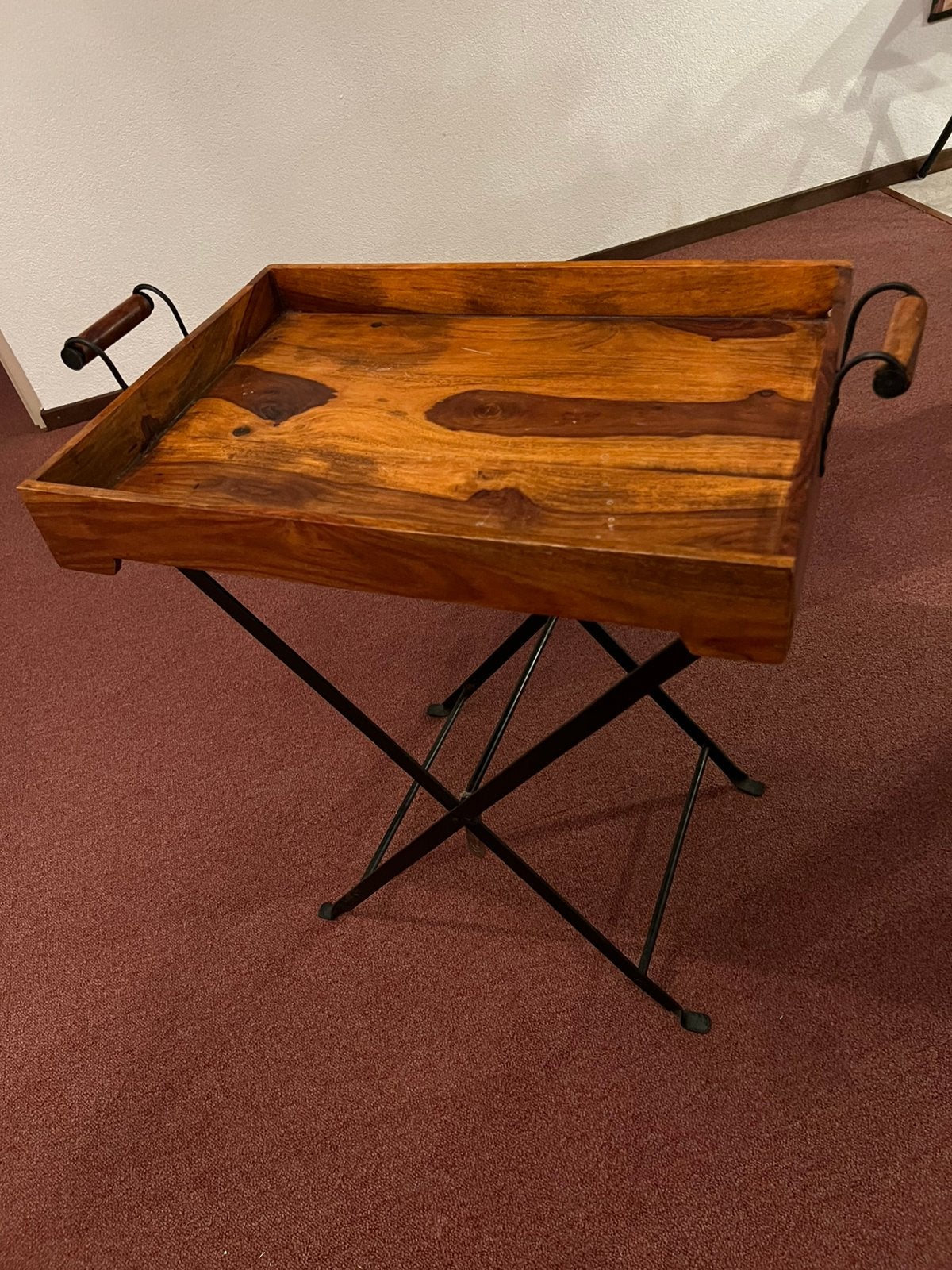 Houten tafel op inklapbaar frame, Ophalen, Zo goed als nieuw, Rechthoekig, Hout