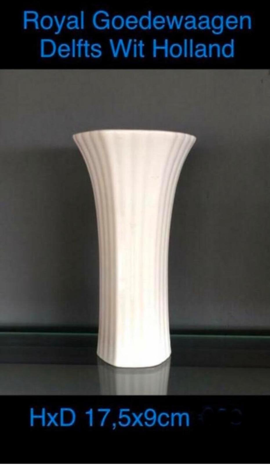 Mooie Royal Goedewaagen Delfts Wit Holland Vaas HxD 17,5x9cm, Antiek en Kunst, Ophalen