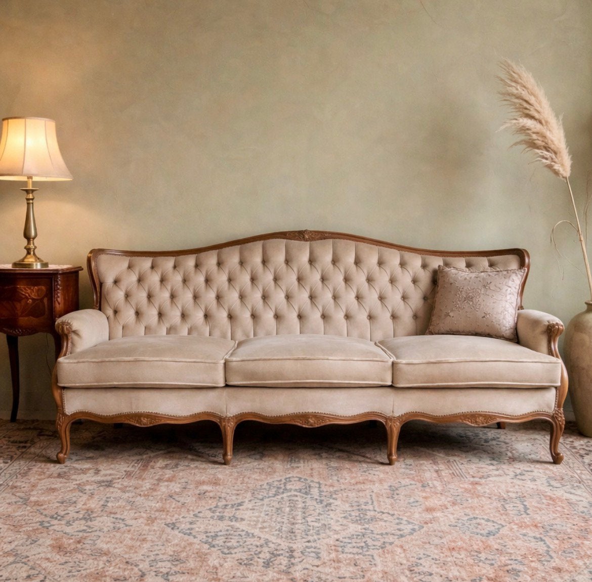 4 zits bank sofa met dons kussens louis xv barok vintage top, Ophalen