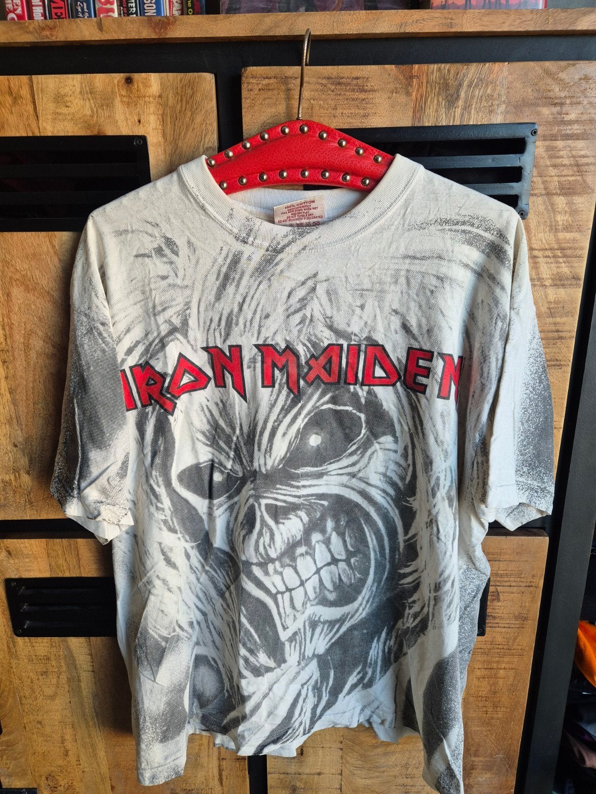 Vintage Iron Maiden T-shirt AOP 90s - Maat XL, Ophalen of Verzenden