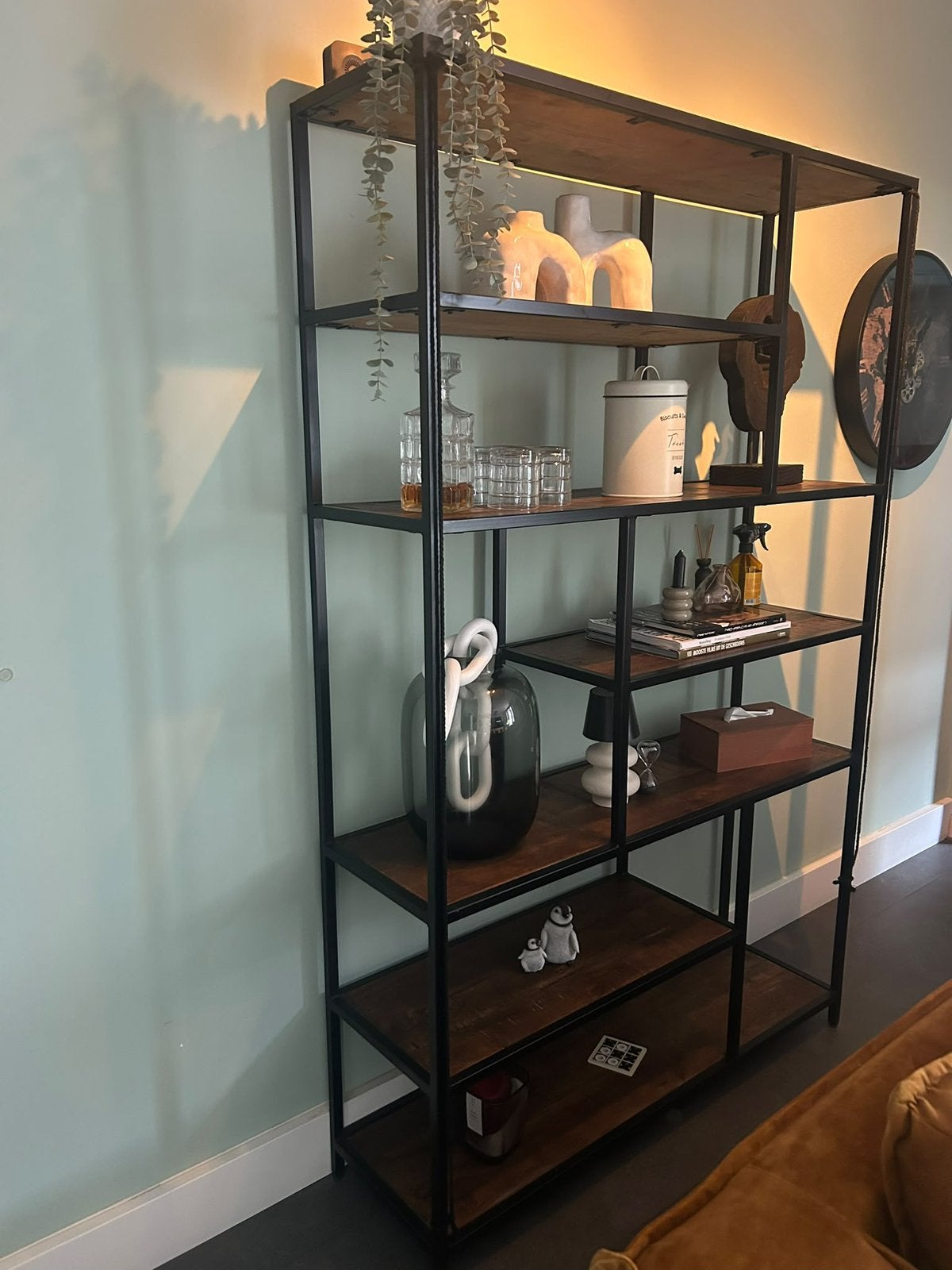Mangohout Open kast woonkamer 120 x 35 x 188, Ophalen of Verzenden, Zo goed als nieuw