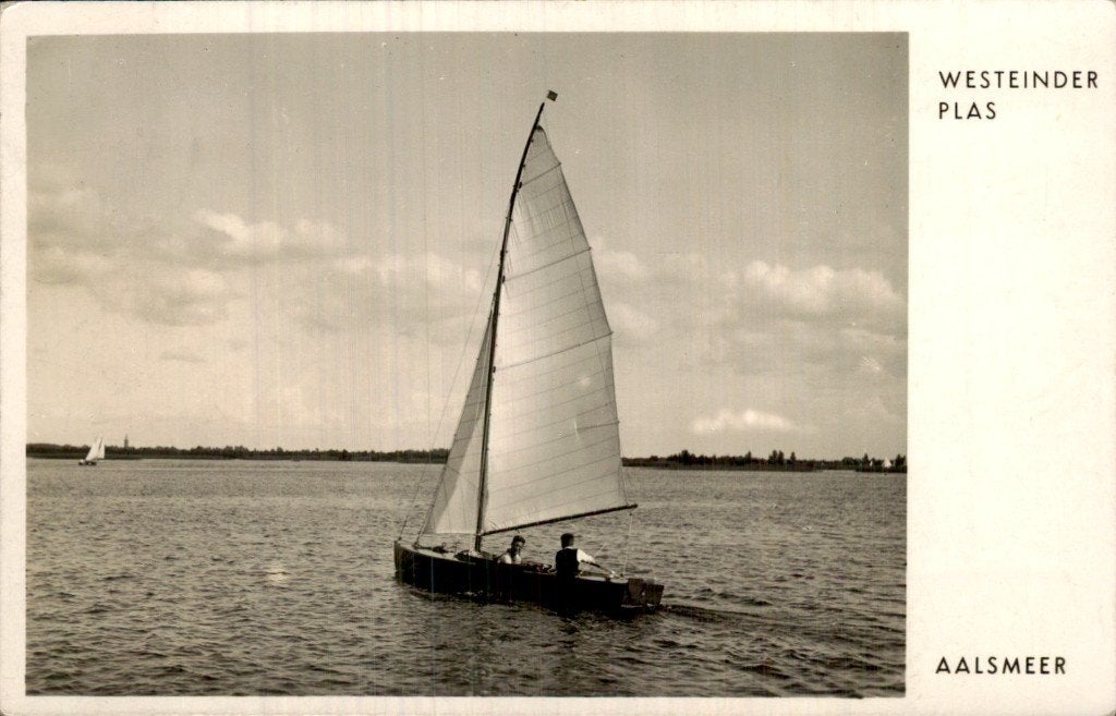 Aalsmeer - Zeilboot - Westeinder Plas, Ophalen of Verzenden, 1940 tot 1960, Gelopen, Noord-Holland