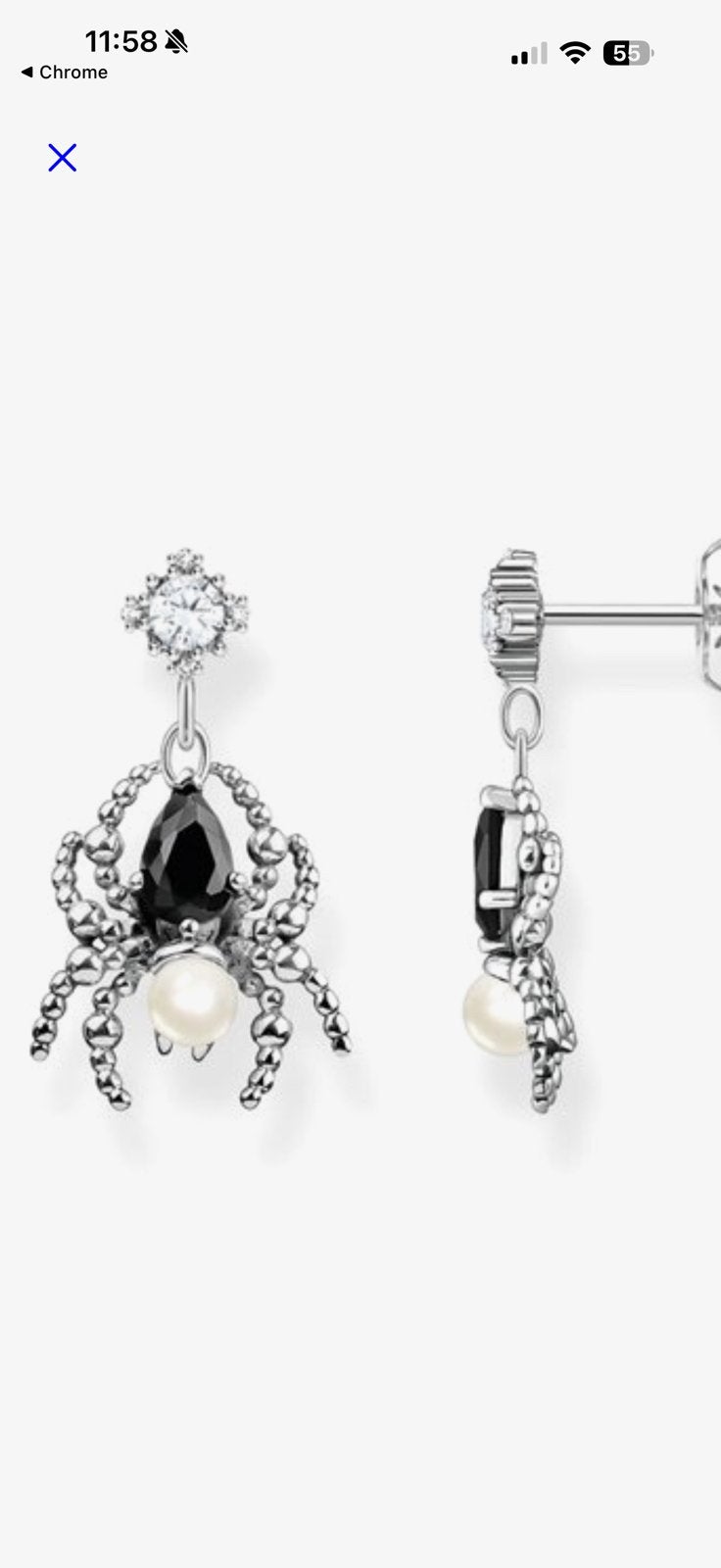 Zilveren spider oorbellen parel thomas sabo halloween, Ophalen of Verzenden, Zo goed als nieuw, Zilver
