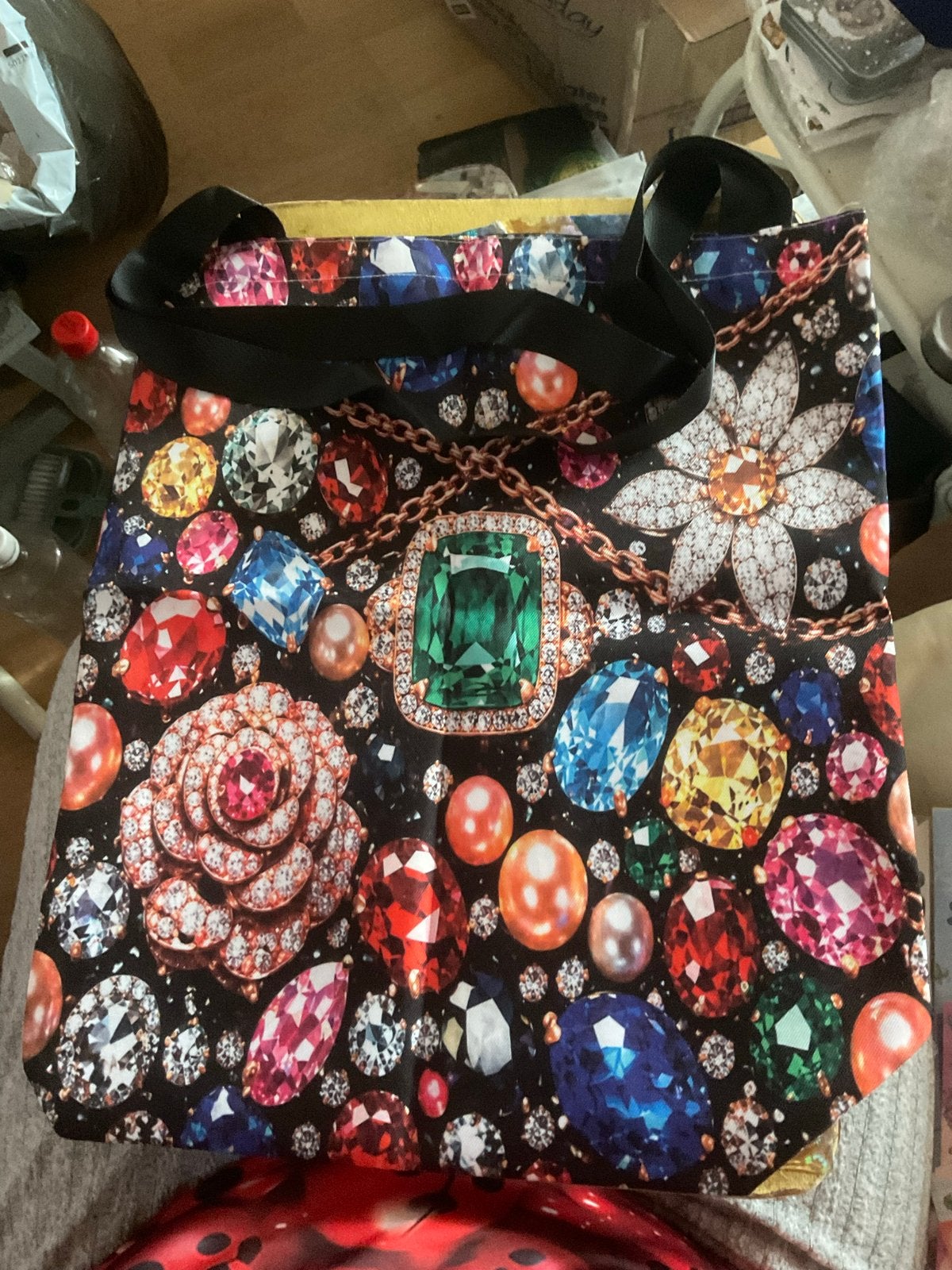 Boodschappentas met juwelenprint 40x30 cm, Ophalen of Verzenden, Nieuw, Overige kleuren, Shopper