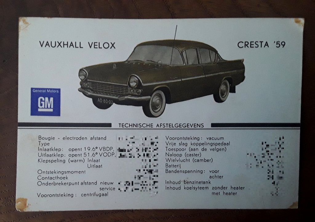 Gm (generaal motors) - Vauxhall Velox / Vauxhall Cresta '59, Ophalen of Verzenden