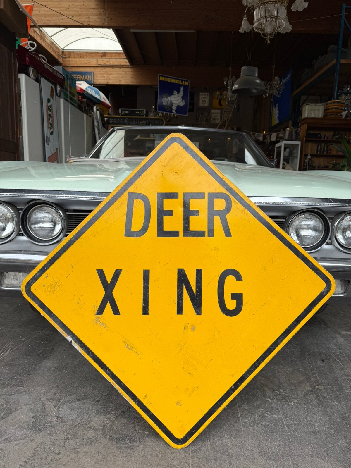Amerikaans verkeersbord ‘Deer xing’, Reclamebord, Gebruikt, Ophalen of Verzenden, X