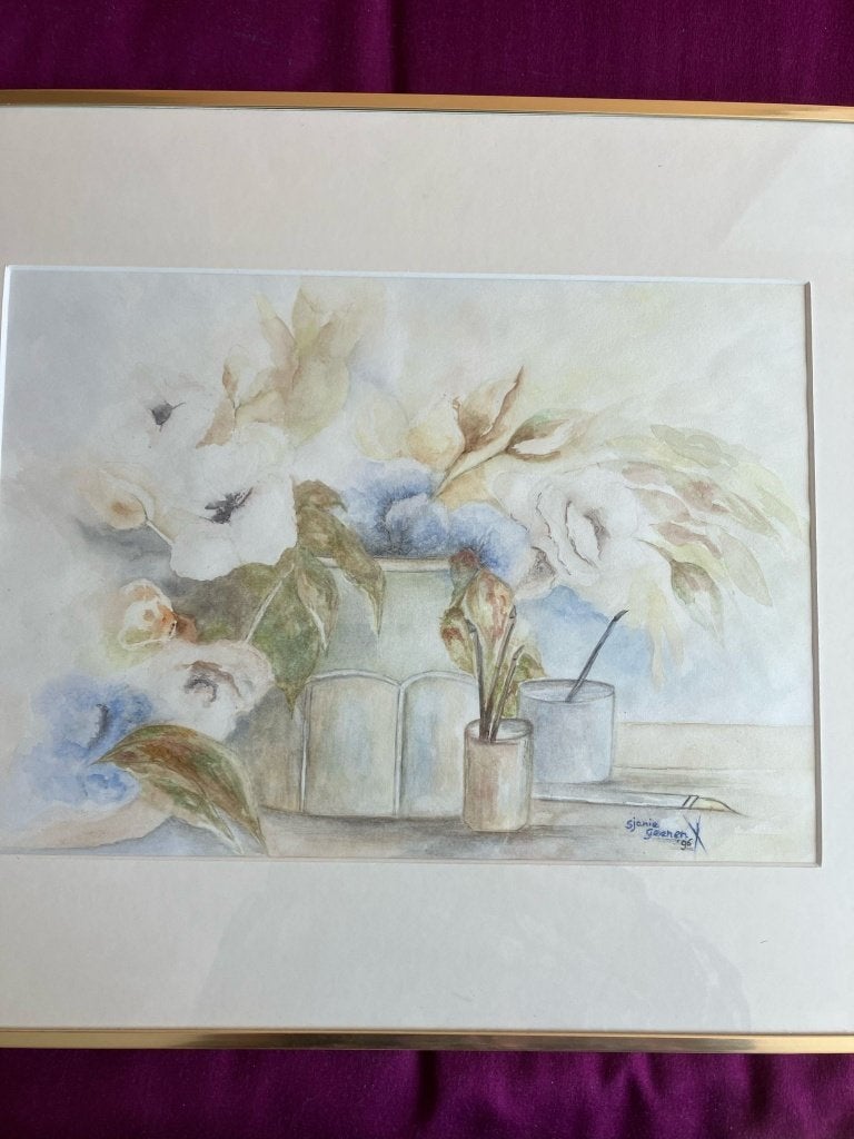 4 x Aquarel gesigneerd, Antiek en Kunst, Ophalen, Klassiek, Gedateerd, Bloemen