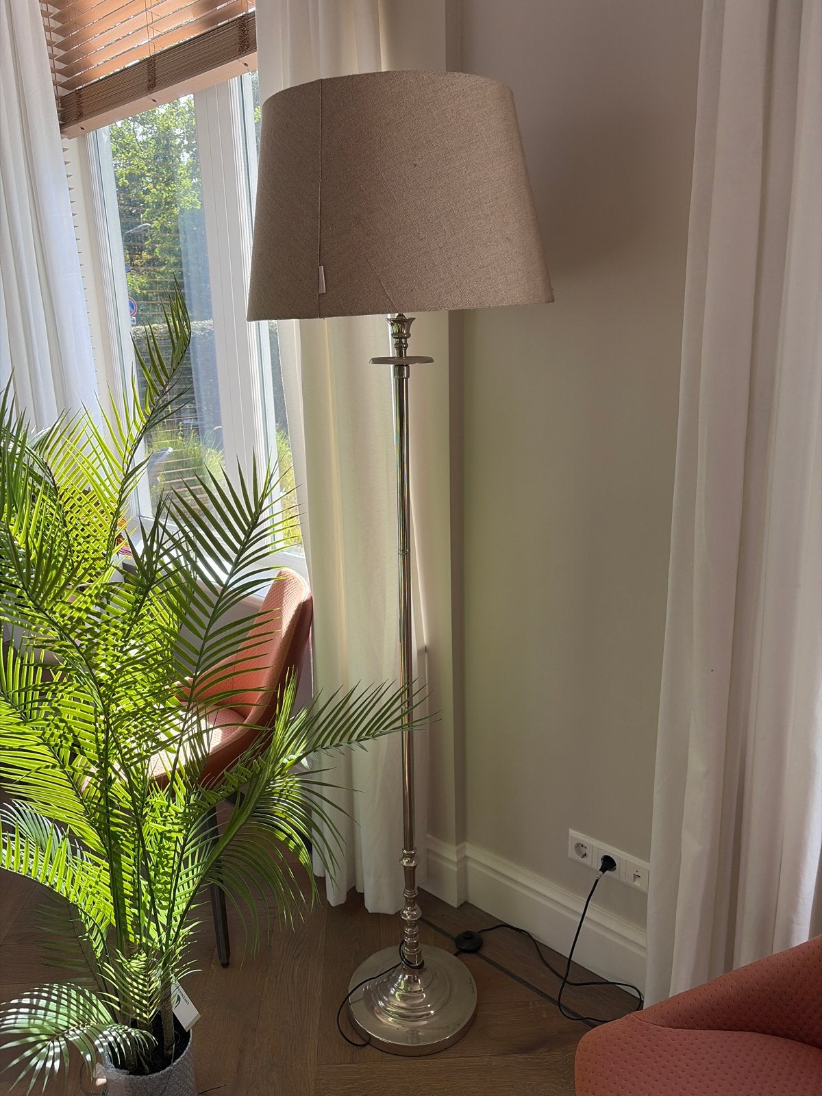 Riviera Maison Stalamp met stoffen kap, Huis en Inrichting, Lampen | Vloerlampen, Ophalen, E27 (groot), Zo goed als nieuw, Metaal