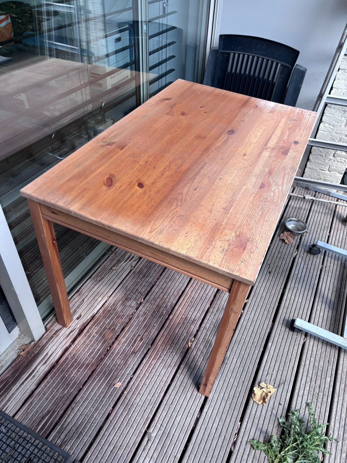 Massief grenen eettafel, Ophalen, Gebruikt, Rechthoekig, Overige materialen
