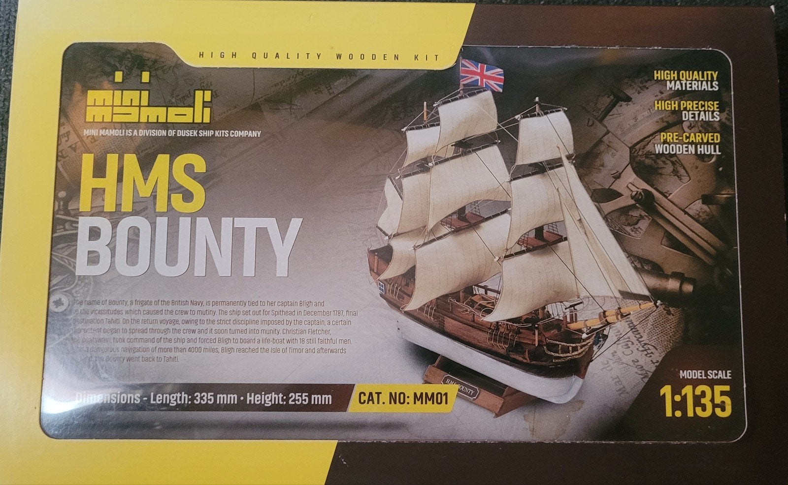 Mamoli Model Scheepsbouwkit HMS Bounty 1:135 Houten Model, Ophalen of Verzenden, Nieuw, 1:50 tot 1:200, Overige merken