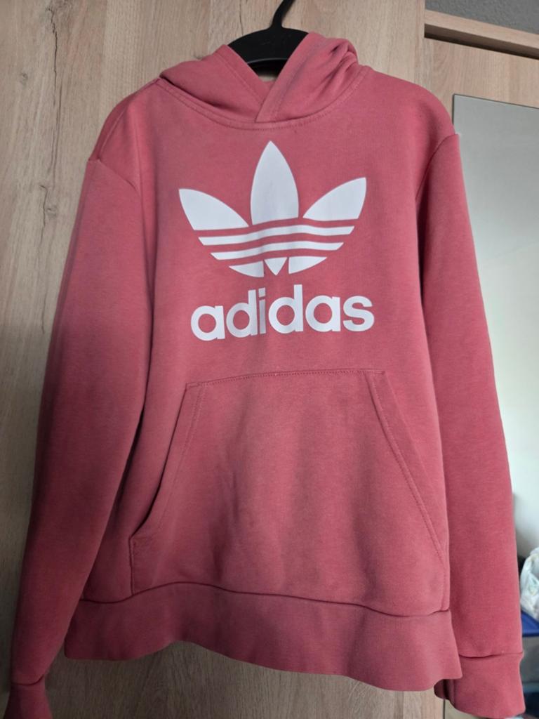 Roze Adidas hoody met capuchon maat 140, Ophalen of Verzenden, Meisje, Trui of Vest