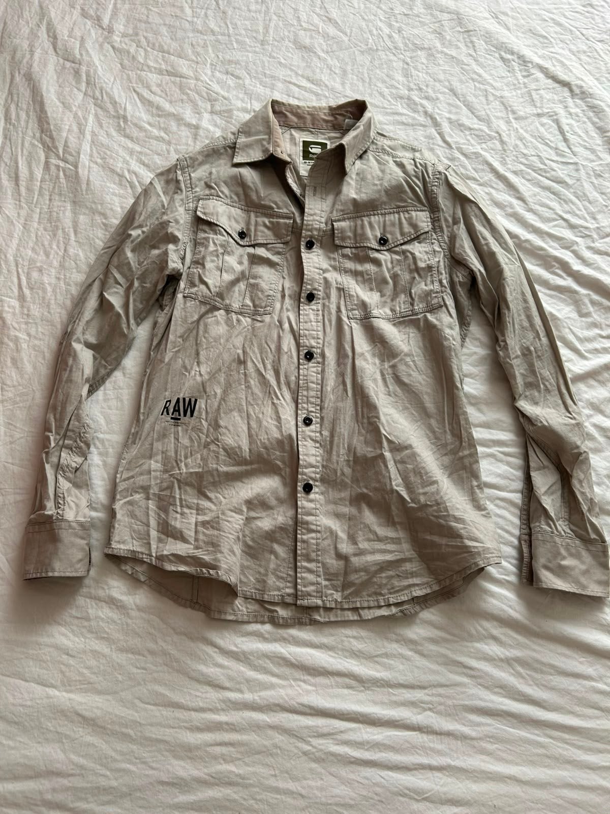 G-Star Raw Cargo Line overhemd - Maat L, valt als M, Kleding | Heren, G-Star Raw, Beige, Gedragen, Halswijdte 39/40 (M)