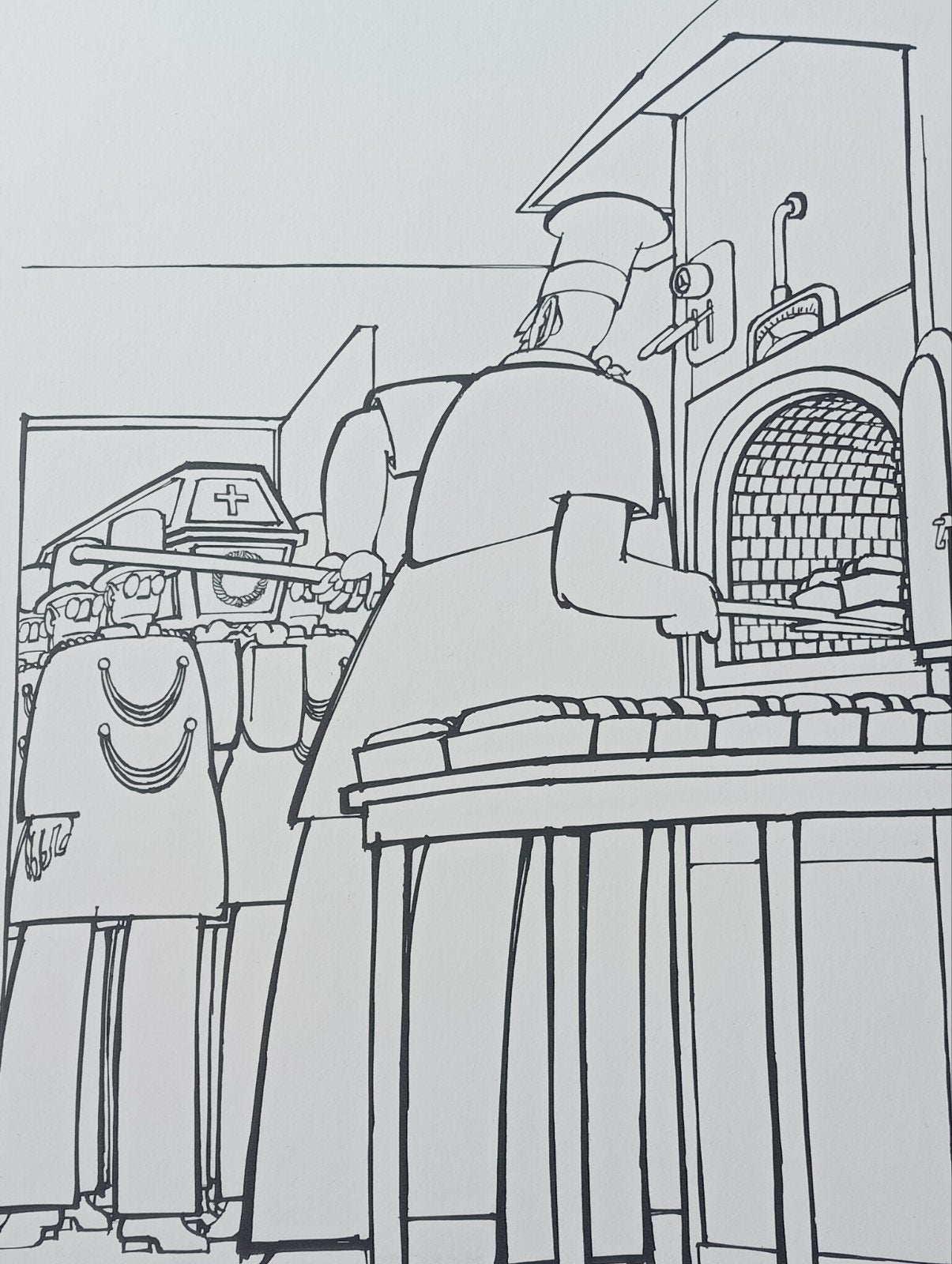 Yrrah spotprent cartoon Crematie, Ophalen of Verzenden