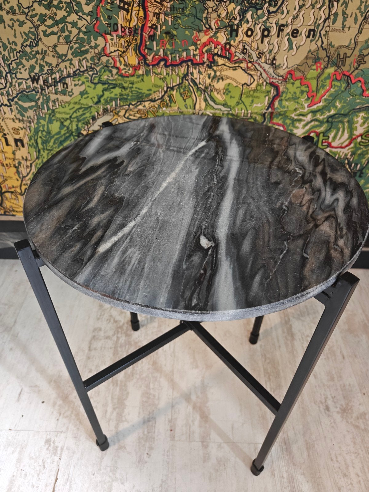 Prachtig Bijzettafel Marmer + Metalen onderstel 50 x 40 cm., Ophalen of Verzenden