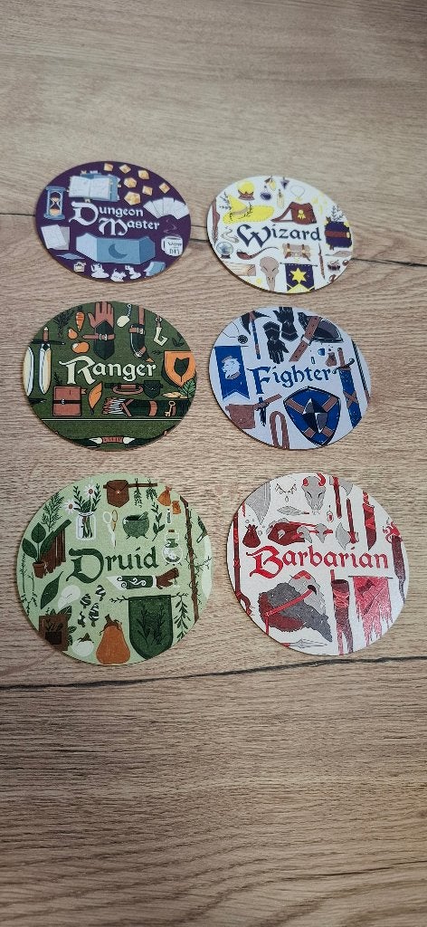 D&D Onderzetters Set van 6 Dungeon Master & Classes, Onbekend, Ophalen of Verzenden, Onbekend, Onbekend