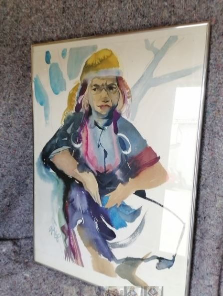 vintage aquarel Professor Glette - München zigeunerin, Ophalen, Meerkleurig, Papier/karton, Decoratieobject