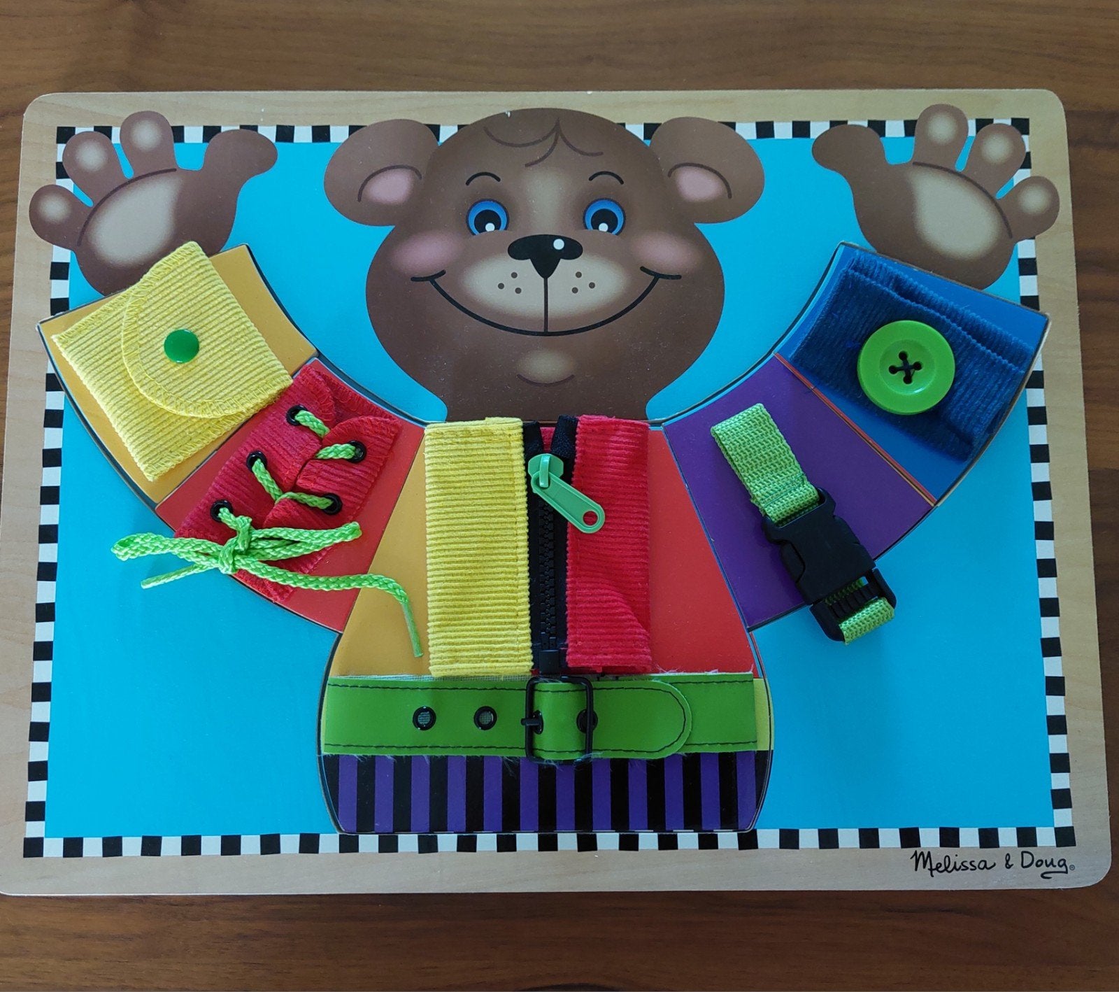 Melissa & Doug Houten Aankleedpuzzel / Vaardighedenbord, Ophalen, Zo goed als nieuw
