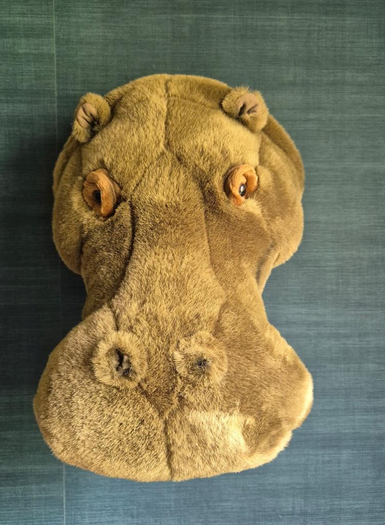 Bibib Nijlpaard Pluche Dierenkop - Jungle Kamer Decoratie, Ophalen of Verzenden