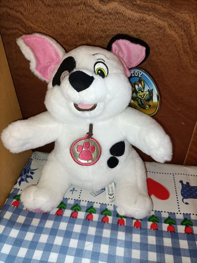 Nicky Toy hond knuffel wit met zwarte vlekken, Ophalen of Verzenden, Zo goed als nieuw