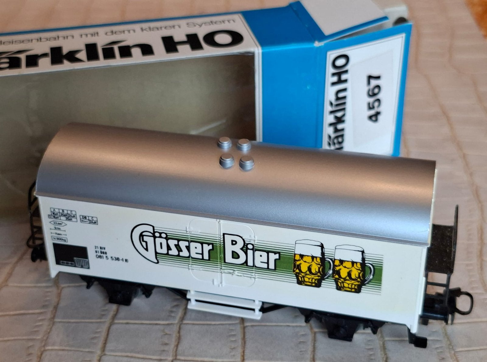 Marklin HO-4567 koelwagen Gosser Bier, Wisselstroom, Wagon, Ophalen of Verzenden, Zo goed als nieuw