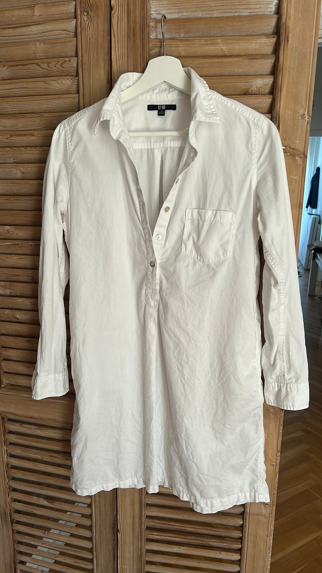 Uniqlo overhemd jurk wit M, Kleding | Dames, Jurken, Maat 38/40 (M), Wit, Ophalen of Verzenden, Gedragen