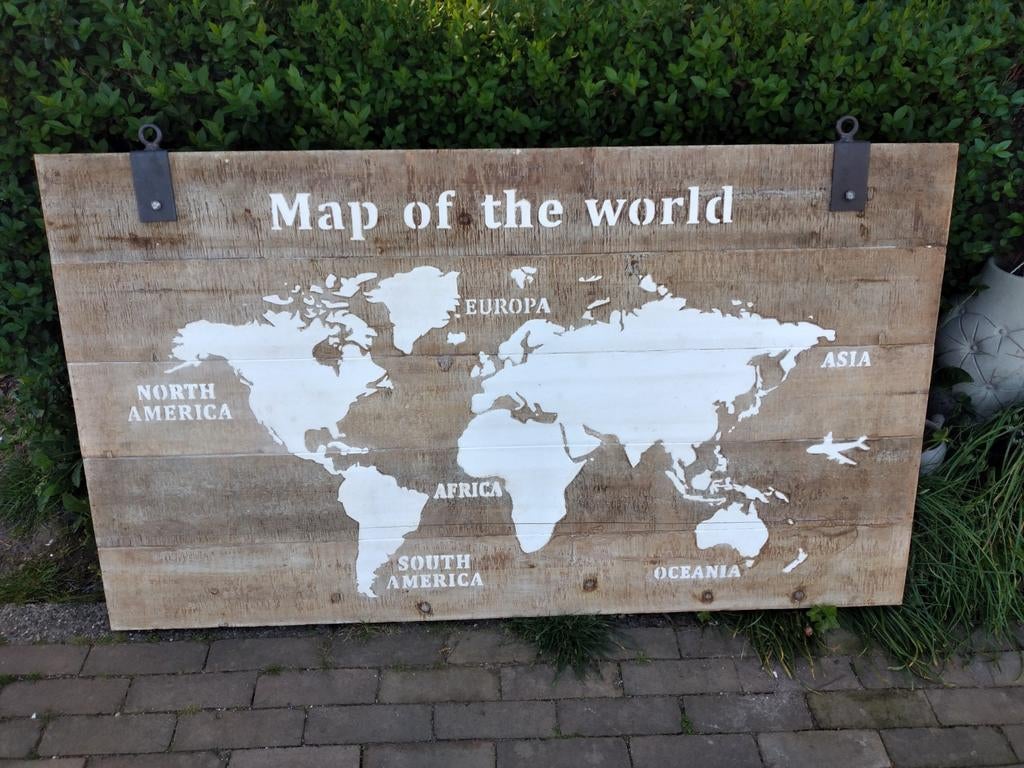 Houten wereldkaart wanddecoratie, Ophalen of Verzenden