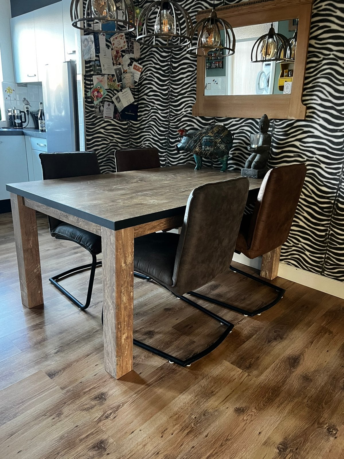 Eettafel, teak look 165X100X78, Ophalen, 50 tot 100 cm, 150 tot 200 cm, Zo goed als nieuw