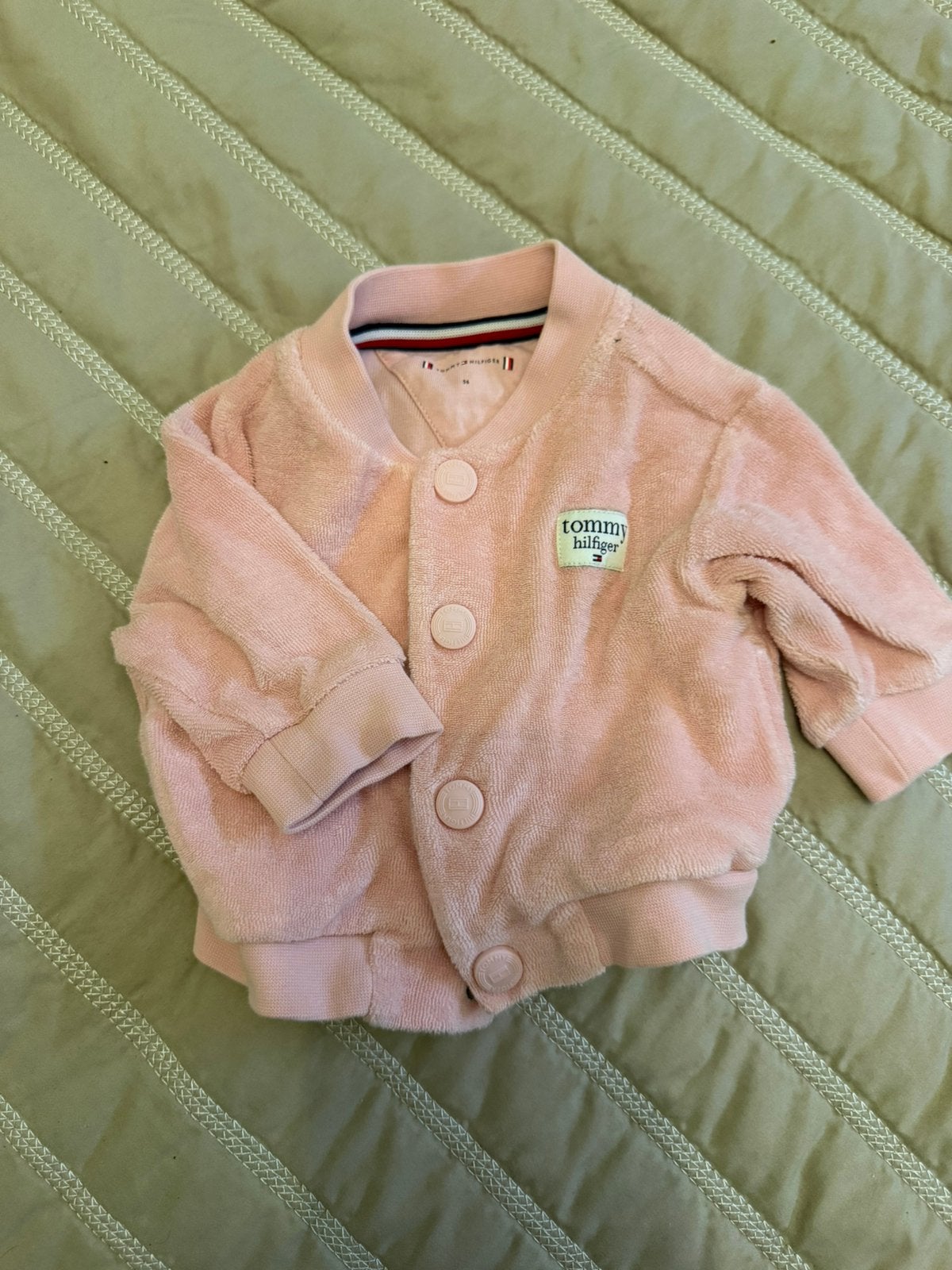 Tommy Hilfiger jasje lichtroze maat 56, Kinderen en Baby's, Babykleding | Maat 56, Ophalen of Verzenden, Zo goed als nieuw, Meisje