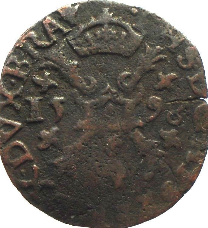 Spaanse Nederlanden duit 1596 (zeldzaam), Ophalen of Verzenden, Vóór koninkrijk, Overige waardes, Losse munt