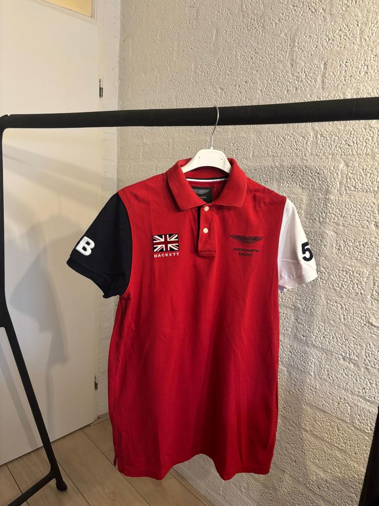 Hackett/Aston Martin rode polo, maat 15/16 (176), Ophalen of Verzenden, Zo goed als nieuw, Overige maten, Rood