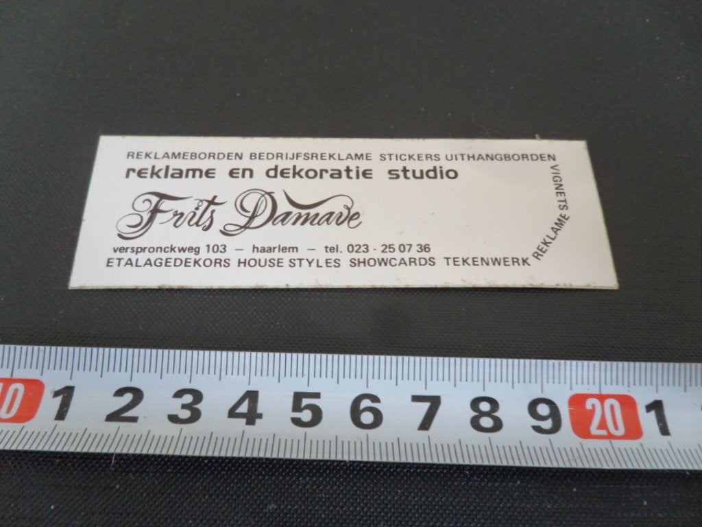 sticker haarlem FRITS DAMAVE reklame en dekoratie studio, Ophalen of Verzenden, Zo goed als nieuw