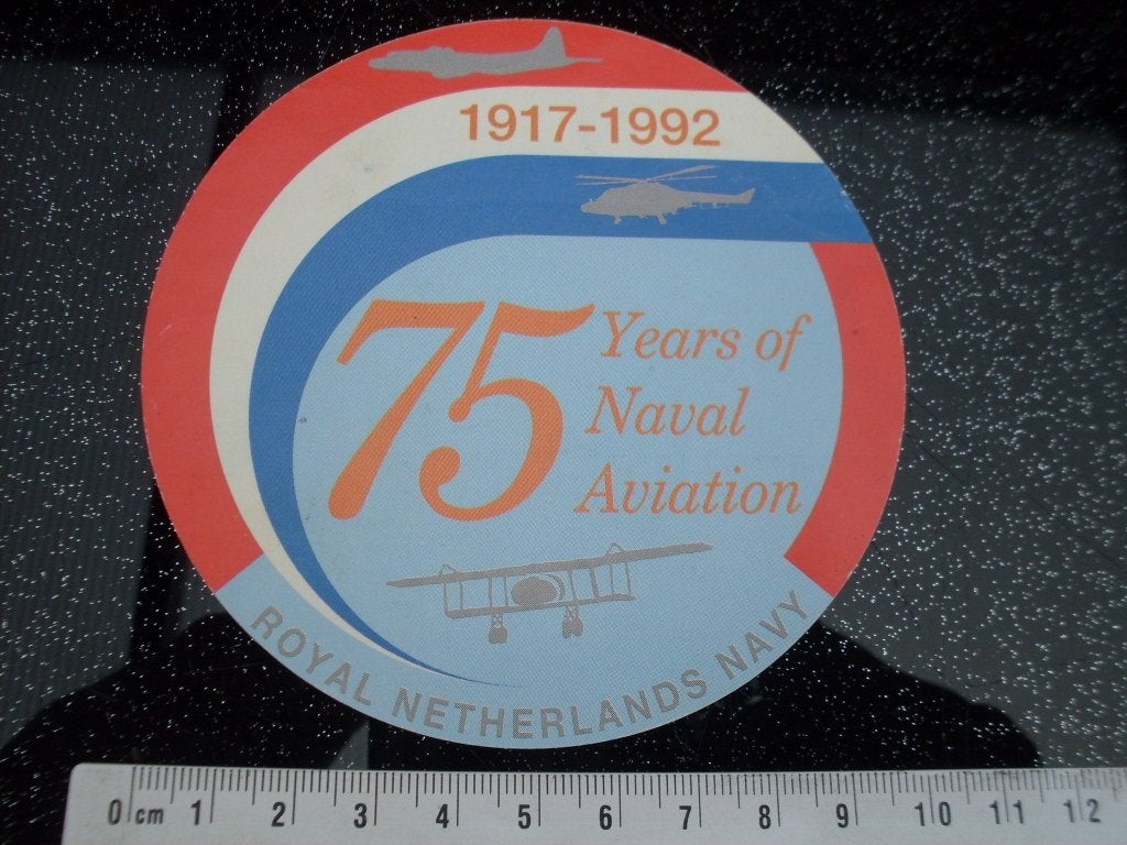 sticker 75 years of naval aviation 1992 KLu navy, Verzenden, Zo goed als nieuw, Bedrijf of Vereniging