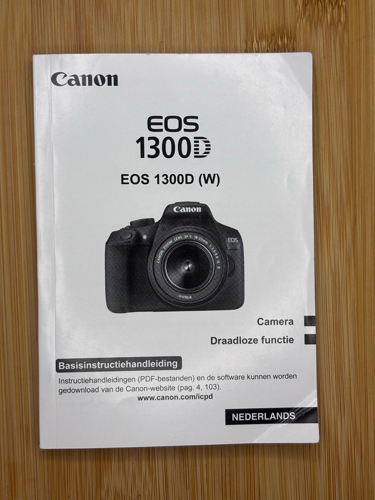 Canon EOS 1300D (W) Basishandleiding nederlandstalig, Ophalen of Verzenden, Canon, Geen optische zoom